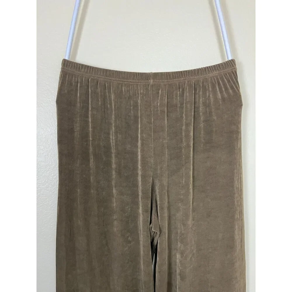 FLAX Women Size M Slinky Wide Leg Ankle Cropped Pull On Pants Casaul Minimalist